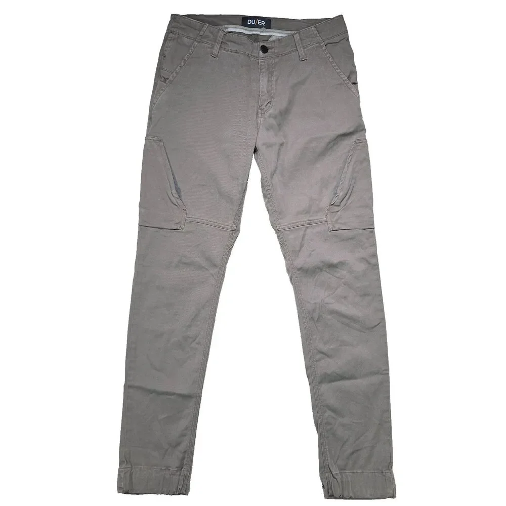 DUER Pants Men's Slim 32x32 Sand Stretch Travel Hiking Stirrup Outdoor